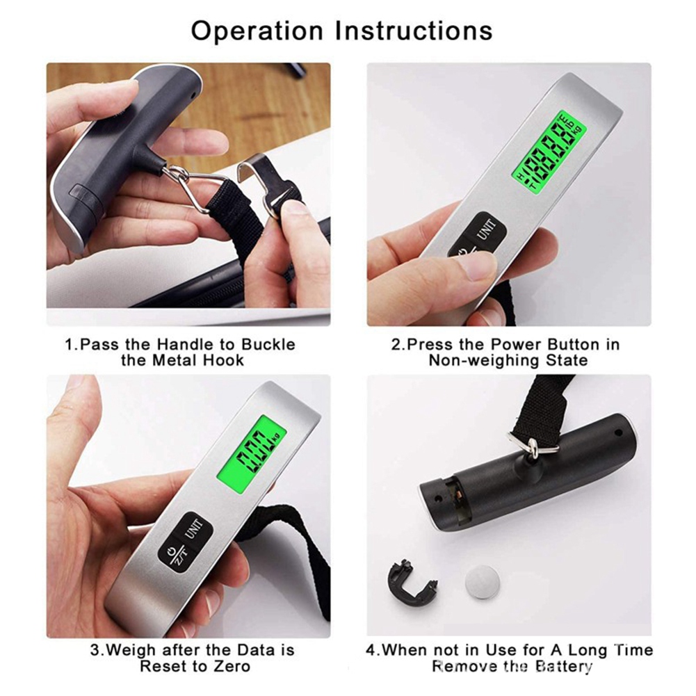 Luggage Scale Hanging - ABRT-LCD デジタル吊り下げ式スケール 荷物スーツケース用重量計 ベルト付き電子計量ツール 50Kg/110Lb