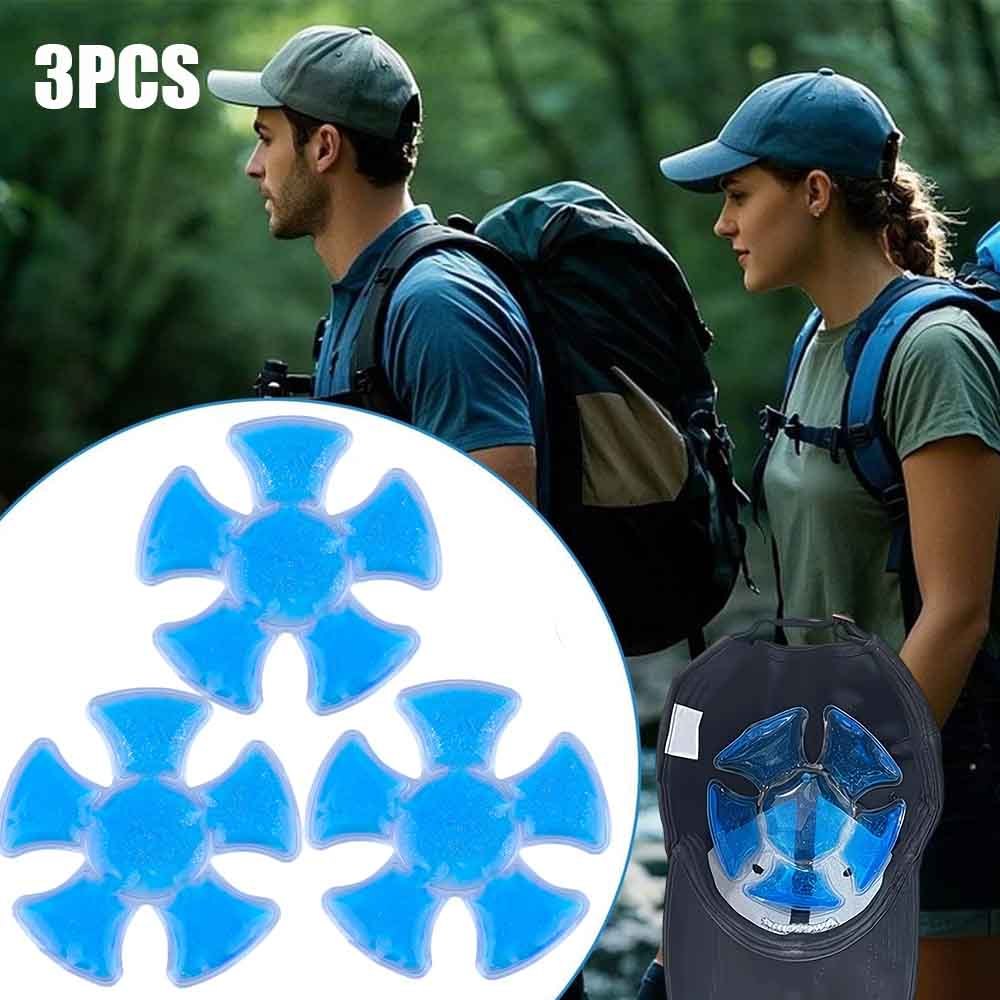 Travel Accessories Pack - 3個入り PVC ジェルアイスパック - ヘルメットや帽子用の調整可能な冷却パッド |