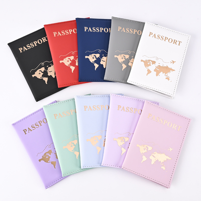 Travel Accessories Passport Holder - ファッションパスポート保護カバー世界柄旅行パスポートホルダー財布ギフトPUレザーカードケースカバーユニセックス収納袋