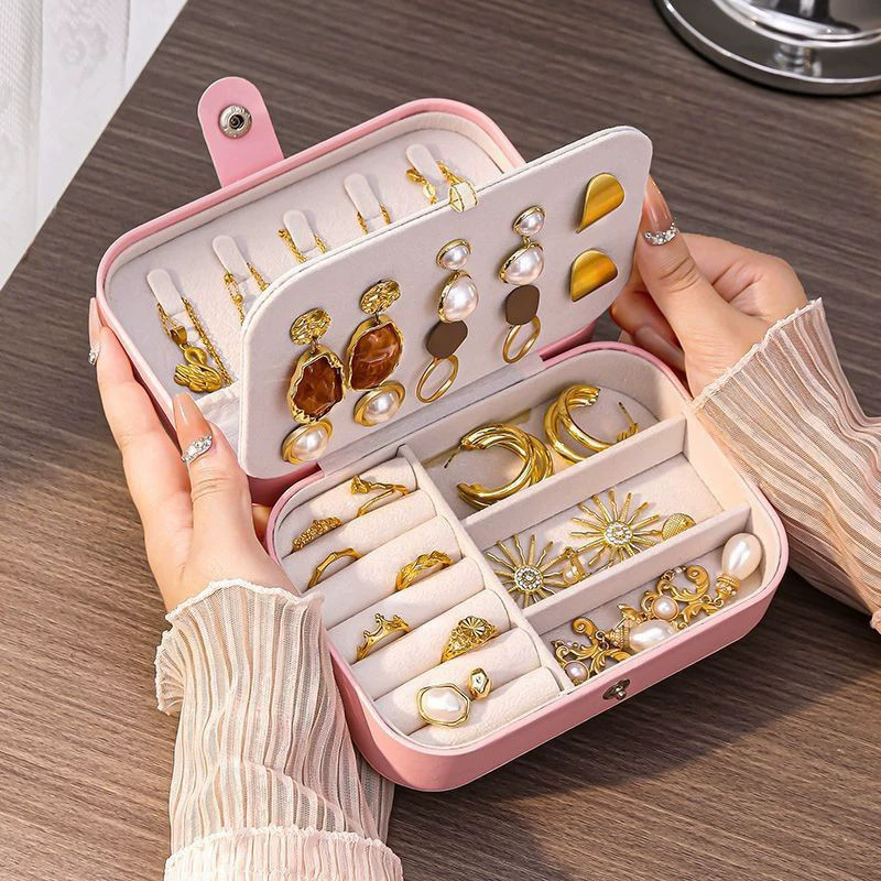 Accessories Travel Jewelry Box - 抗酸化ポータブルトラベルミニジュエリーボックス収納ホルダー（イヤリング、ネックレス、指輪、ブレスレット、アクセサリー用）