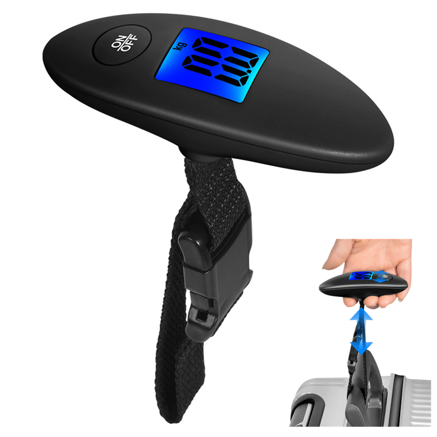 Luggage Scale Hanging - 40kg/100g ポータブル荷物計量器 高精度トラベルデジタル吊り下げ式スケール ウェビングベルト付き LCDデジタル電子荷物計