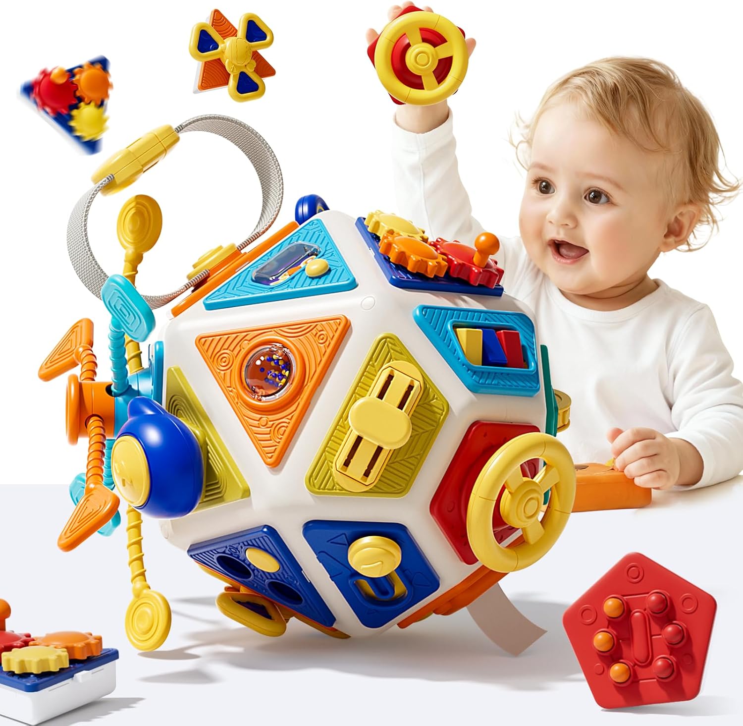 Travel Accessories Baby - ベビービジーボードアクティビティキューブおもちゃ モンテッソーリ感覚玩具 幼児向け早期教育玩具 旅行用フィジェットトイ ギフト