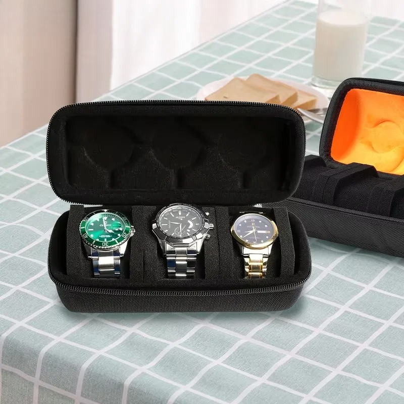 Accessories Travel Jewelry Box - 3つのスロット付き腕時計用トラベルケース、高品質で頑丈な腕時計収納オーガナイザー、ジュエリーとアクセサリー用の保護ボックス