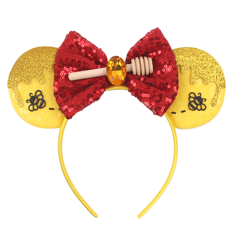 Travel Accessories Disney - くまのプーさんマウス耳ヘッドバンドホット漫画キャラクターミッキーマウスヘアバンド女の子コスプレパーティー新しい子供ヘアアクセサリー