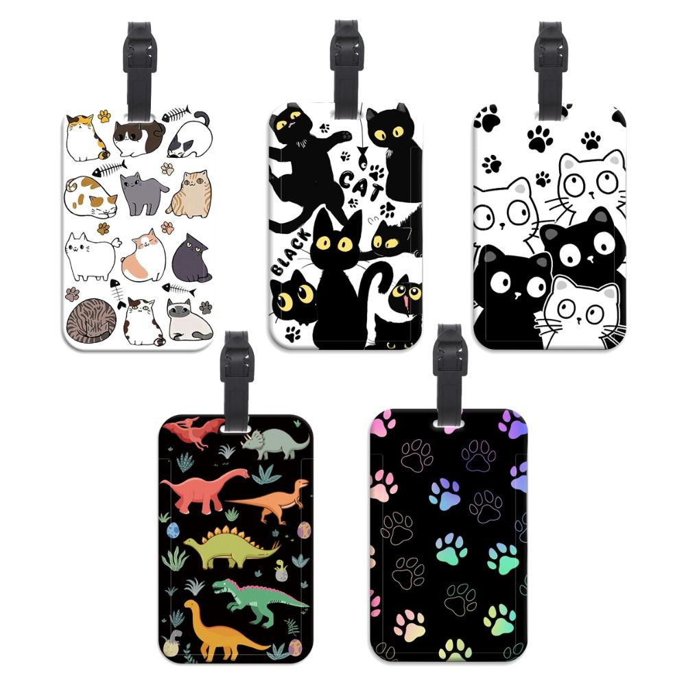 Travel Accessories Pack - 紛失防止リストプラスチック製荷物タグ芸術的なスーツケースバックパックハングロープIDカードホルダーかわいい猫バッジホルダー