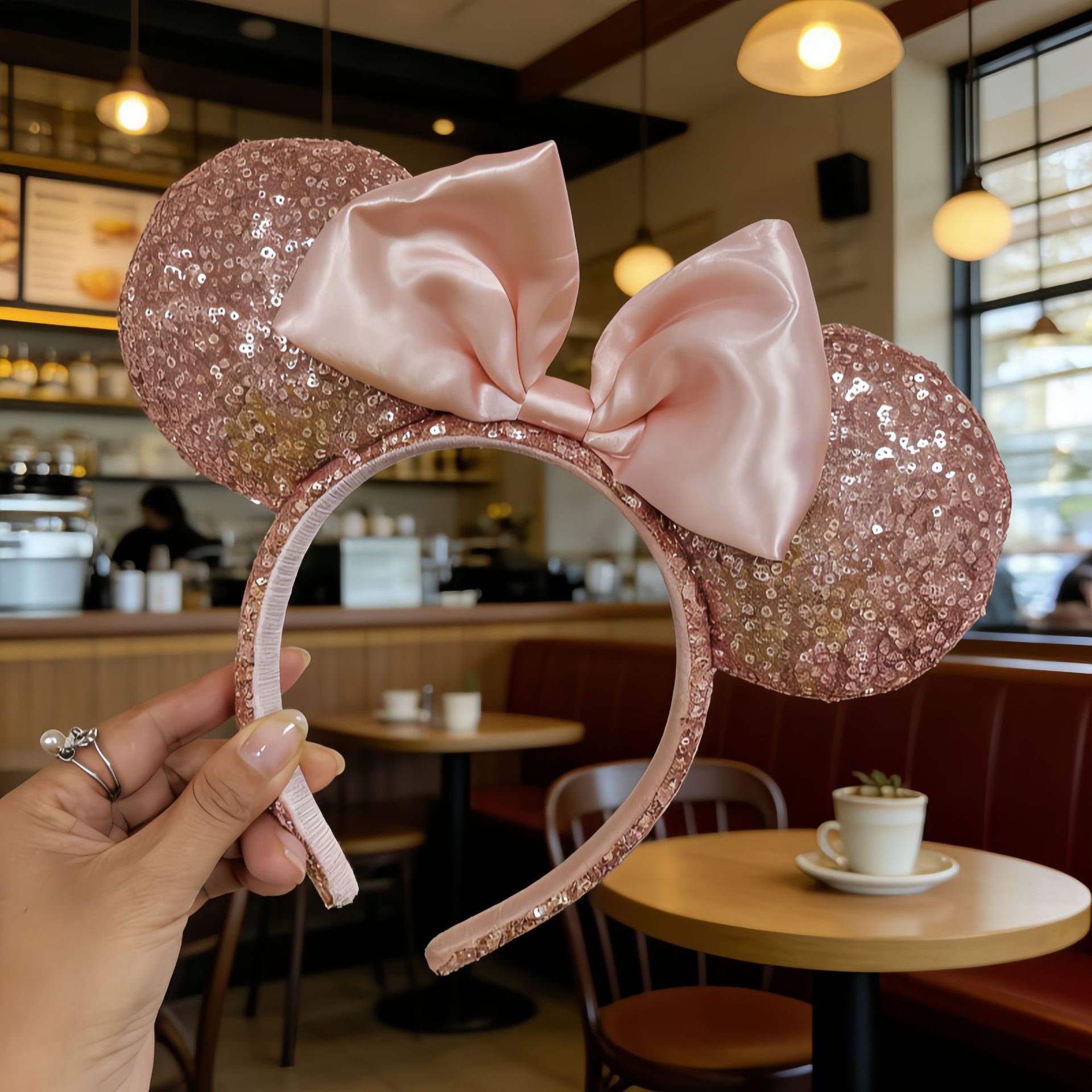 Travel Accessories Disney - シャンパンマウスヘッドバンドボウヘッドバンド仮装パーティー王女装飾コスプレ衣装ホリデー誕生日パーティーギフト女の子のための