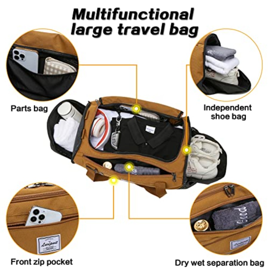 メンズトラベルダッフルバッグ 40L 中型スポーツジムバッグ - Shoe Bag Travel のレビューと価格