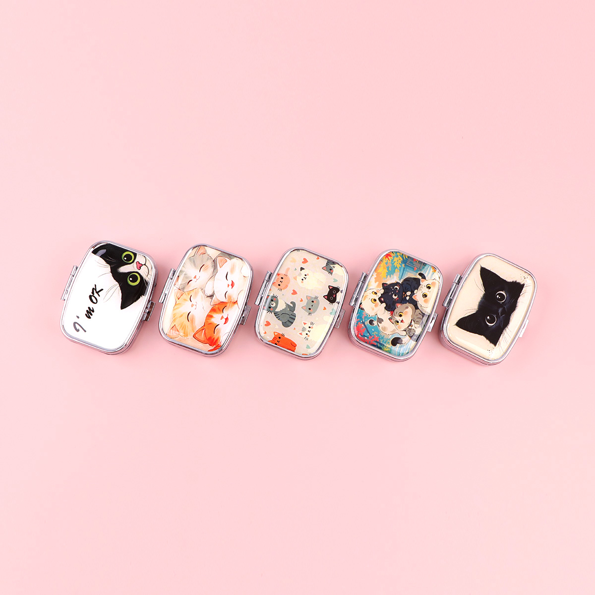 黒猫ピルボックス漫画動物密封されたサブパッケージケースポータ - Accessories Travel Jewelry Box のレビューと価格