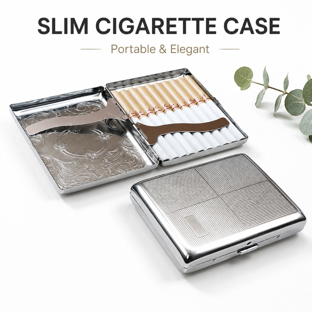 ステンレス製タバコケース エンボス加工 ポータブルメタルケー - Travel Accessories Us のレビューと価格