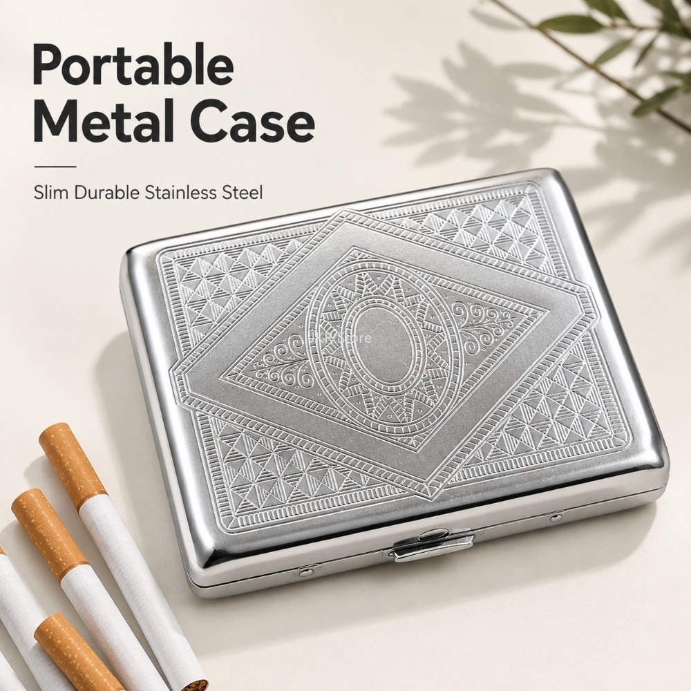 ステンレス製タバコケース エンボス加工 ポータブルメタルケー - Travel Accessories Us のレビューと価格