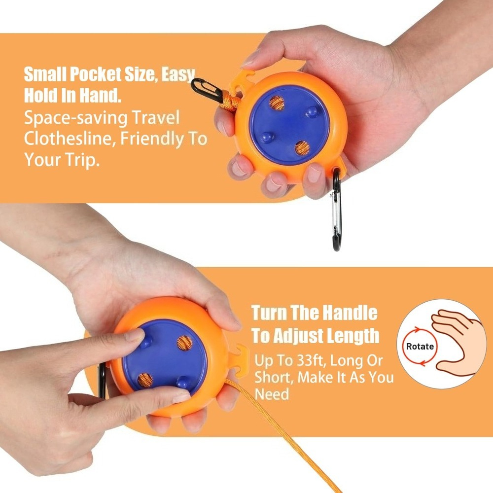 10m巻き取り式物干しロープ、屋外用ポータブル旅行キャンプ用 - Travel Accessories And Gadgets のレビューと価格