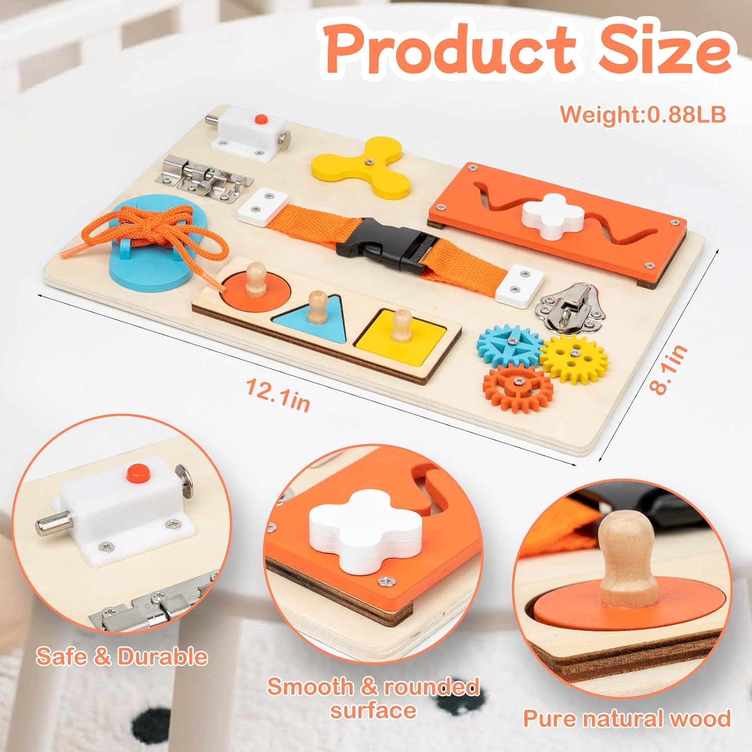 モンテッソーリ ビジーボード 幼児用 木製アクティビティ感覚 - Travel Accessories Toddler のレビューと価格