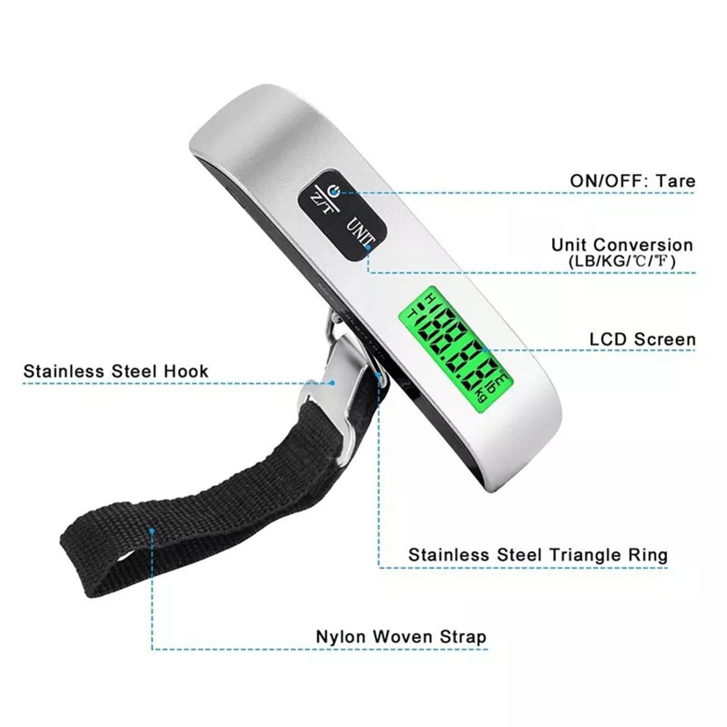 荷物スケール110lb 50kgデジタルハンドヘルドポータブ - Luggage Scale Hanging のレビューと価格