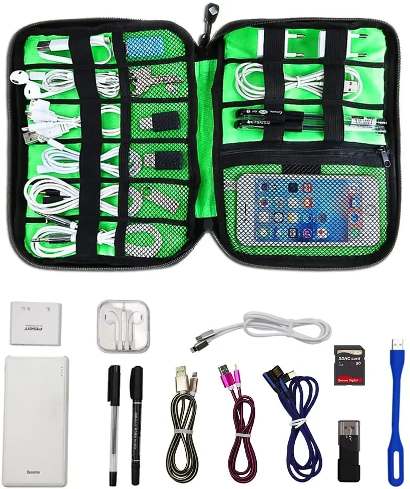 ケーブルオーガナイザー収納バッグシステムキットケース USB - Travel Accessories And Gadgets のレビューと価格